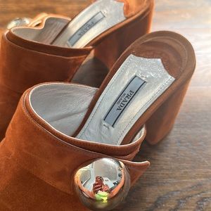 Prada Suede Open-Toe Mules